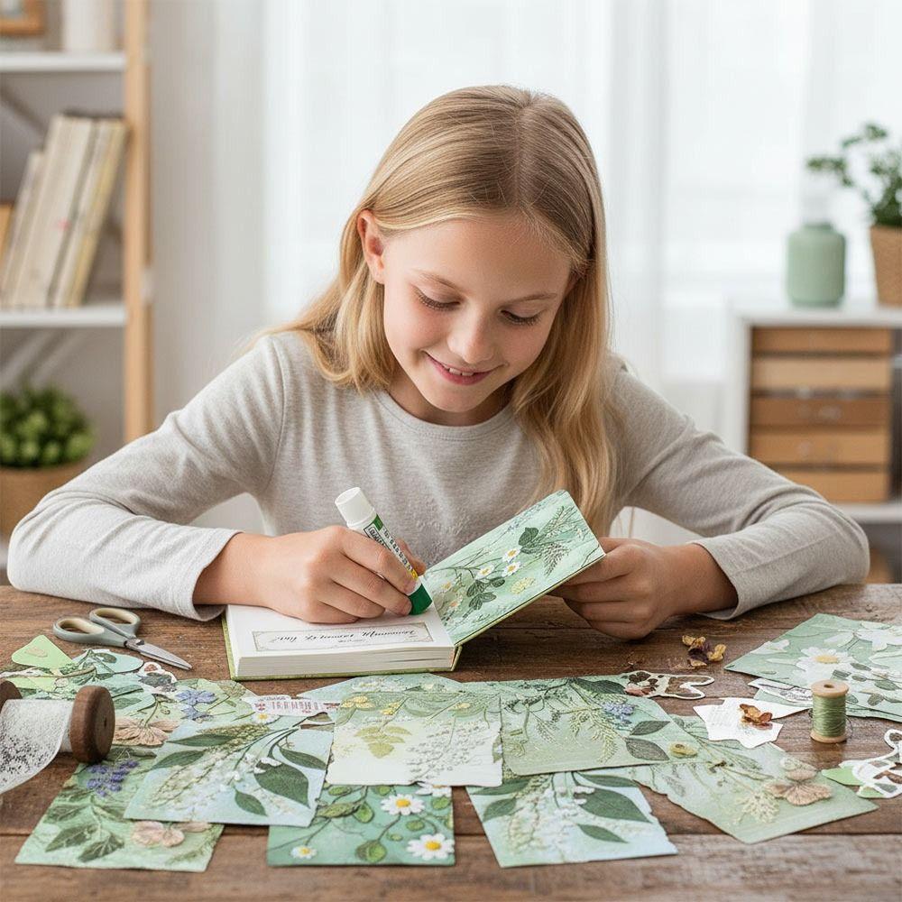 23PCS Paper Texture Paper Floral Relief Scrapbooking Decorative Paper Vintage Reliefs Paper Ita Bag
