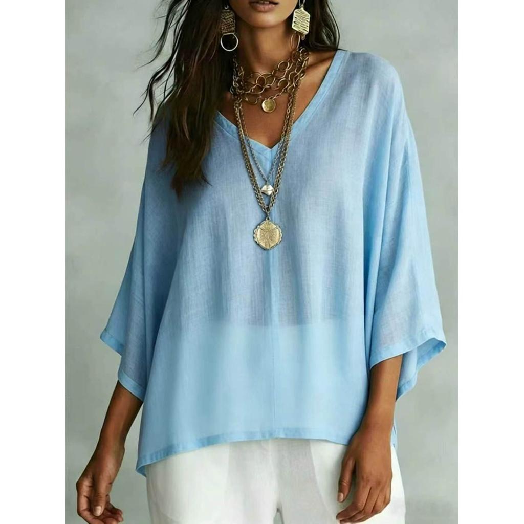 Women's T-Shirts - Women's Loose Solid Color T-shirt Casual Comfortable Versatile Top Women