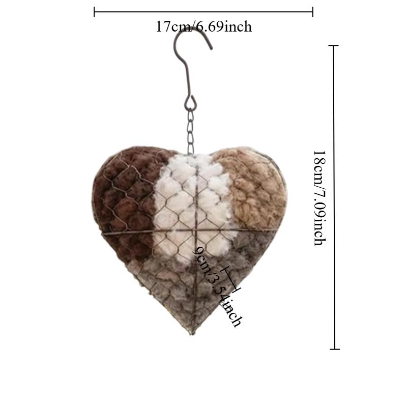 

1pc Fiber Bird Nest Heart Shaped Outdoor Courtyard Garden Art Welcome Nest Bird Raising Supplies Decoration