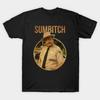 Men Black Print T-shirt Sumbitch Justice Sheriff Bandit No-Cut Transfer Paper Print Cotton Tshirt