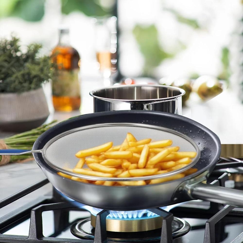 25/33cm Splash Guard Oil Splash Guard with Handle Splash Guard Frying Pan Oil Pan Splash Guard Reusable Kitchen Utensils