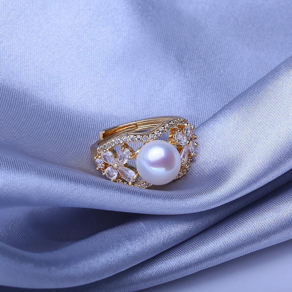 LSOOYH Natur Süßwasser Große Perlenringe für Frauen Luxus Ehering, Geeignete Geschenke für Geburtstage, Muttertag und andere Feiertage
