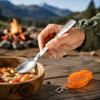 304 Stainless Steel Folding Spoon - Portable Outdoor Travel Utensil with Carabiner for Hiking and Backpacking