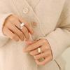 European-American Retro Fashion White Pearl Open Ring, Women's 18K Gold-Plated Titanium Steel Jewelry