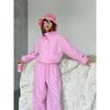 Womens Casual 2-Piece Set Stand Collar Zip-Up Jacket Wide-Leg Pants Streetwear