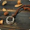 Richapex Double Ring Necklace with Eagle Long Leather Perfect Day Authentic Leather Ring and Unisex Long Eyeglass Holder Men's Design, Cord, Father's