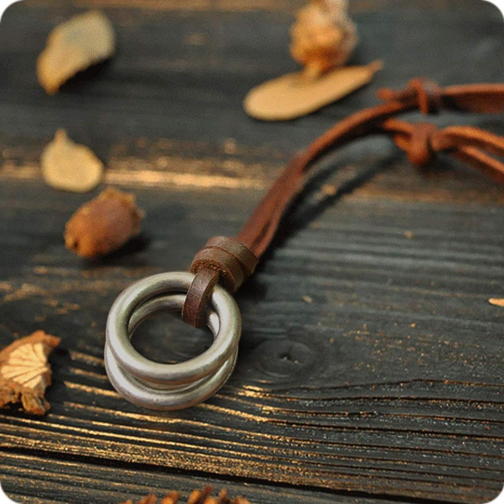 Richapex Double Ring Necklace with Eagle Long Leather Perfect Day Authentic Leather Ring and Unisex Long Eyeglass Holder Men's Design, Cord, Father's