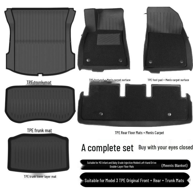 Custom TPE Floor and Trunk Mats for Tesla Model 3 & Y