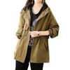 Versatile Hooded Jacket Women's Autumn New Korean Version Waist Drawstring Medium and Long Trench Coat