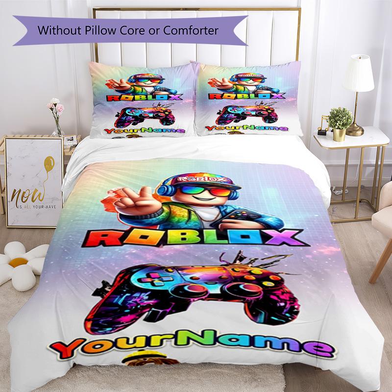 Roblox 50 Customize Your Name Bedding Set Breathable Duvet Cover with Pillowcases Home Decoration Birthday Gift