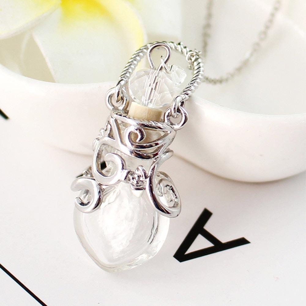 

Стеклянный флакон, кулон в виде бутылочки для желаний, многоцветный, ожерелья в виде флакона для духов, ожерелье с флаконом для духов, подарок белый