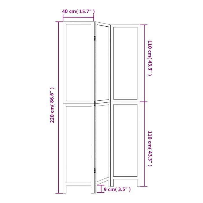VidaXL Cloison de Séparation 3 Panneaux, Séparateur de Pièce, Écran d'Intimité, Paravent Chambre Salon, Blanc Bois de 358672