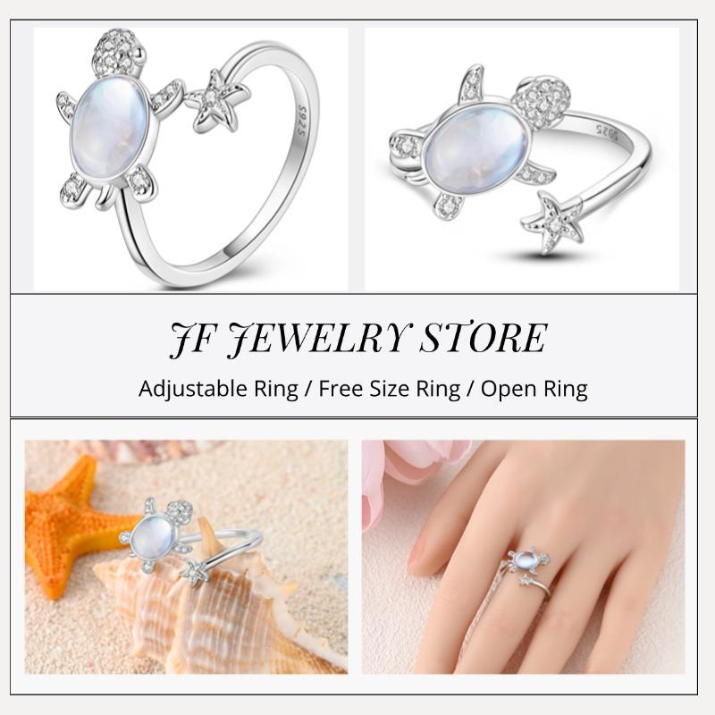 Free Size Ring For Women S925 Silver Original Blue Eyes Dragon Bee Shell Cherry Adjustable Rings Clover Chain Open Ring Jewelry