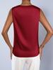 European & American Style Women's Satin Silk Sleeveless Pleated Top for Autumn