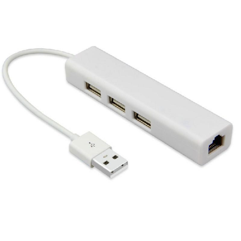

USB LAN + Hub Network Adapter: 2-in-1 Expansion with 3 USB Ports, USB to RJ45