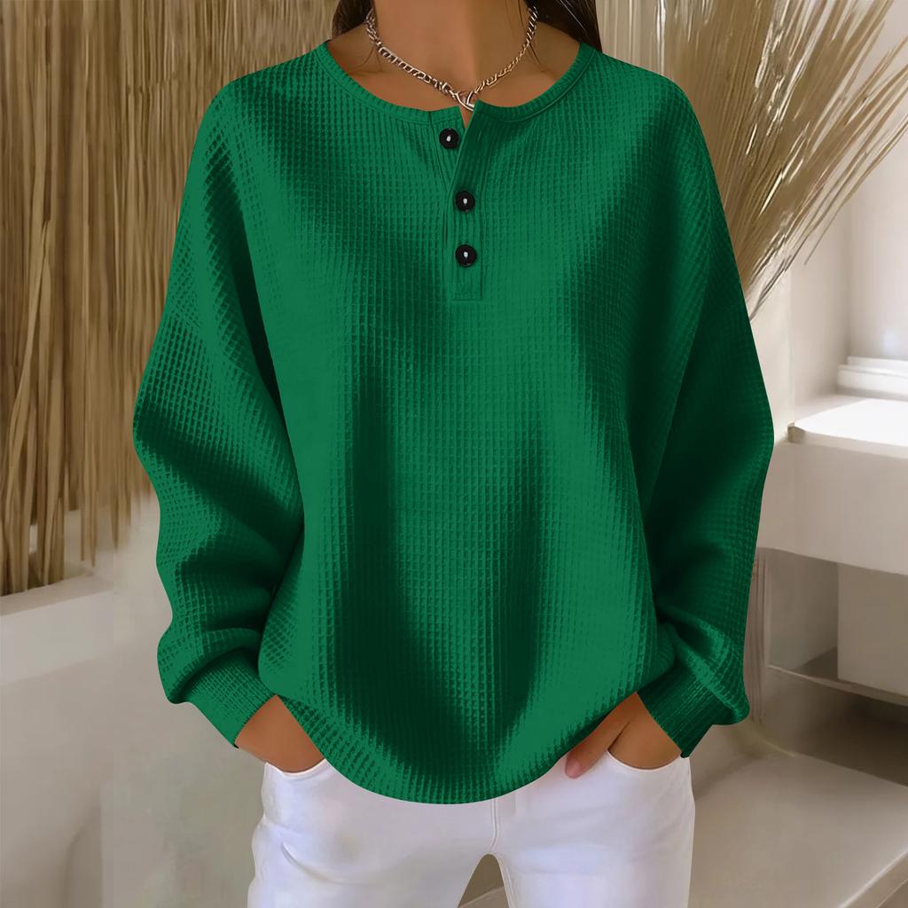 Women's Casual Shirts Long Sleeve Tops Button Up V Neck Loose Knit Fall Favorites For Women