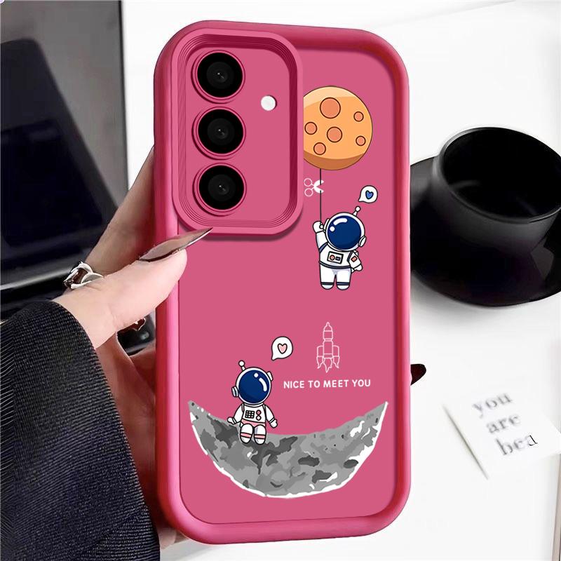 Soft Case For Samsung Galaxy S24 FE S25 Edge S22 S23 Ultra A56 A36 A26 A55 A16 A15 A35 A25 A14 A54 Cute Astronaut Phone Cover
