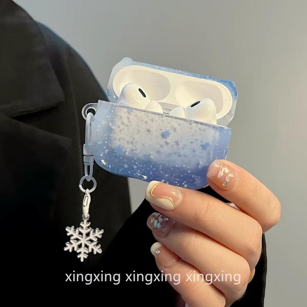 ins autumn and winter smudge blue snowflake suitable for AirPods1 Apple protective case Bluetooth pro1 earphone case 1st generation soft