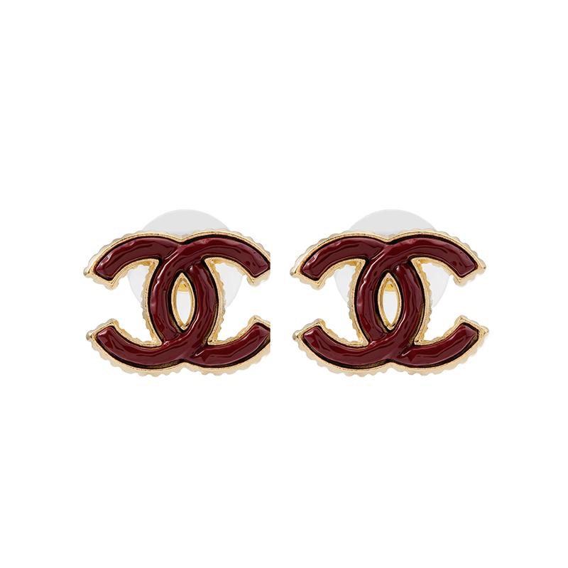 

CHANEL [23A Handicraft Workshop New Products] 23A Resin Metal Classic Double C Earrings Women s Red червоний