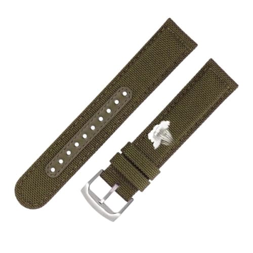Nylon Canvas Bottom Watch Strap for Seiko No. 5 SRPC31J1 SSC295J1 20, 21, 22mm Black, Green, Gray, Khaki, and Blue Men's Watch Band (Gray-B pin, 22mm)