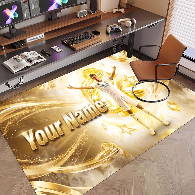 Custom Rug Jude Bellingham Pattern Print Name Text Soft Non‑Slip Floor Carpet for Home Indoor Decoration