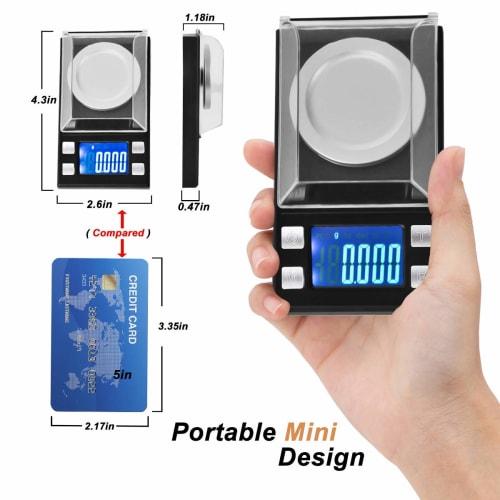 (0.001g-100g) Digital Mg Jewelry Scale with 100g/0.001g Fill, High-Precision Pocket Scale, Tare and PCS Functions, LCD Display with Calibration Weight
