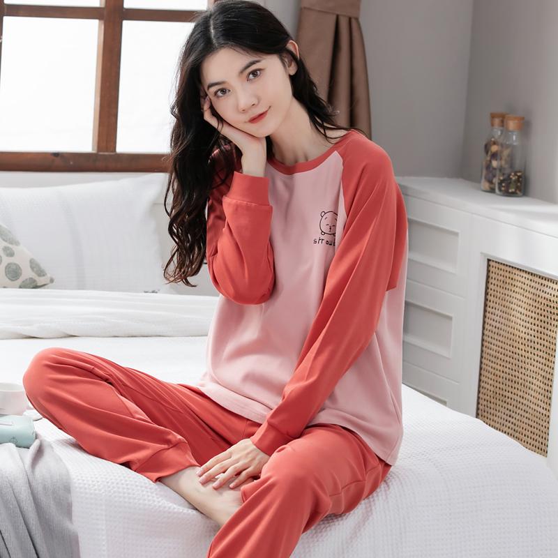 

100% Pure Cotton Women s Pajama Set - Long Sleeve, Cuffed Ankle, Casual Homewear, Spring & Autumn 2024 - Wear Indoors or Out L 105-125 lbs, 100% cotton