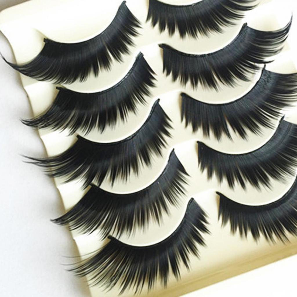 5 Paar Damen 3D-Kreuz dicke lange falsche Wimpern Bühnen-Make-up gefälschte Wimpern