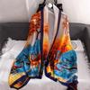 New Autumn Women's Satin Printed Imitation Silk Scarf Korean High-end Fashion Versatile Silk Scarf Decorative Shawl