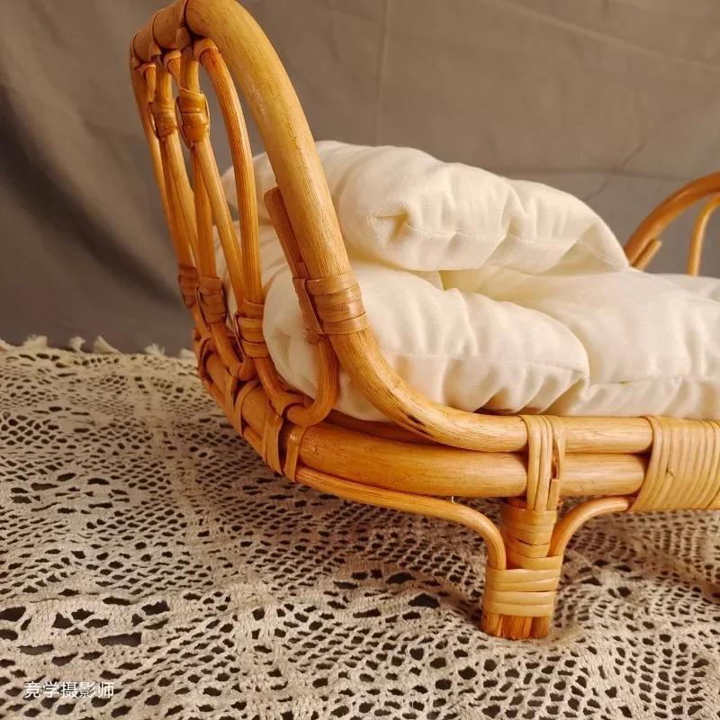 1pc Vintage Handmade Basket Newborn Doll Bed Prop Infant Studio Shoot Boys Girls Portrait Photography Basic Practical Gear