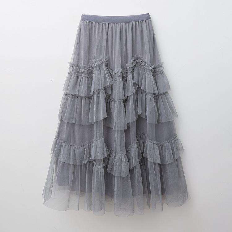 Vestido de Fada A-line em Camadas de Tule com Babados Outono/Inverno 2024 para Mulheres