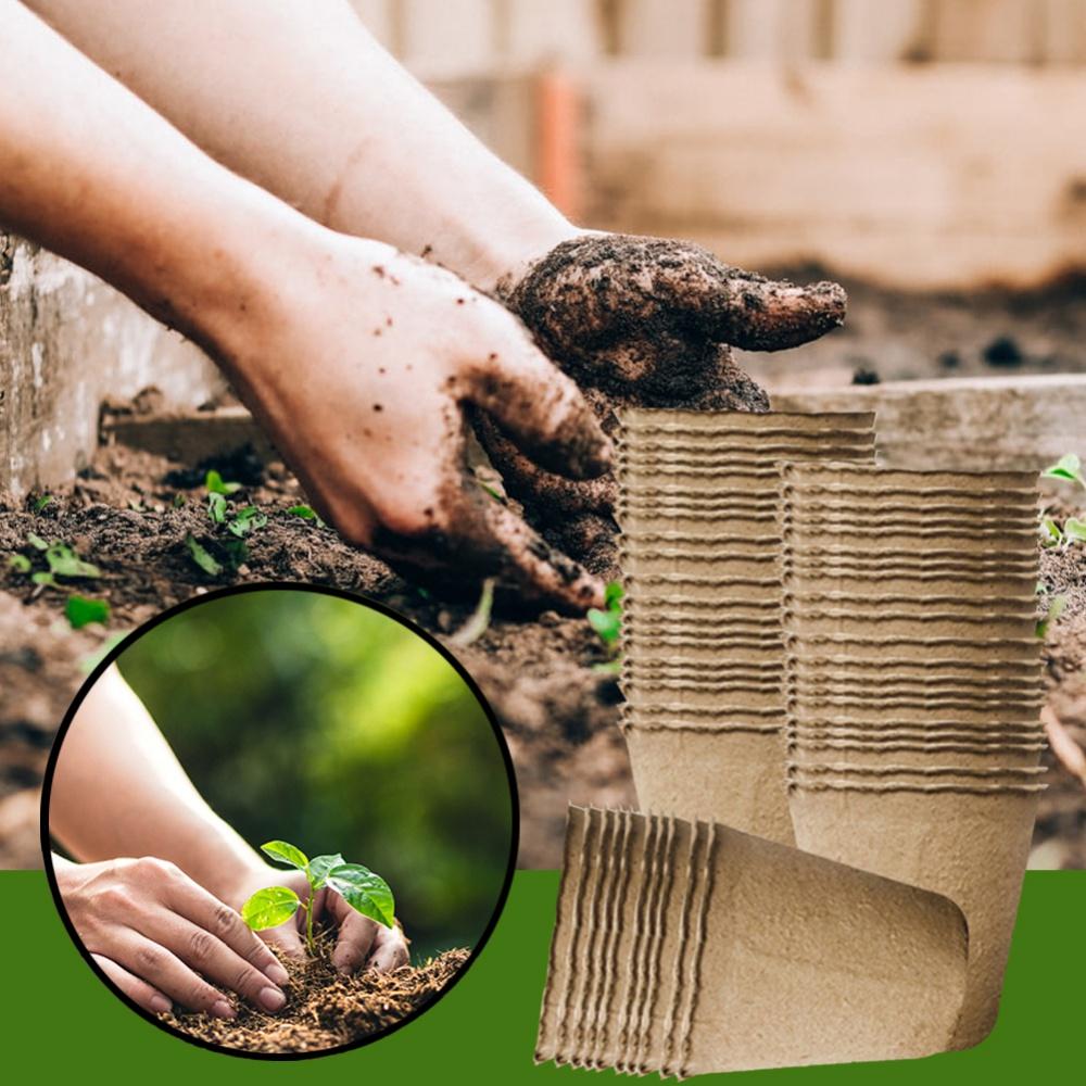 20/50Pcs 6cm Environmental Protection Garden Round Peat Pots Plant Seedling Starters Cups Nursery Herb Seed Tray Planting Tools
