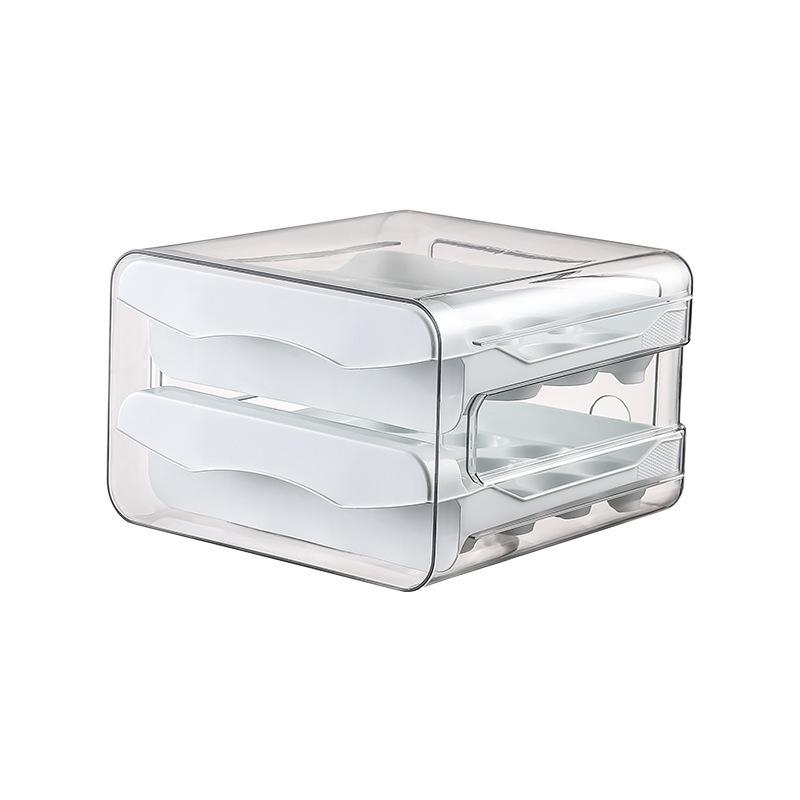 Double Layer Egg Storage Box with Drawer Large Capacity Organizer Holder for 24-60 Eggs Food Grade Plastic Container for Kitchen