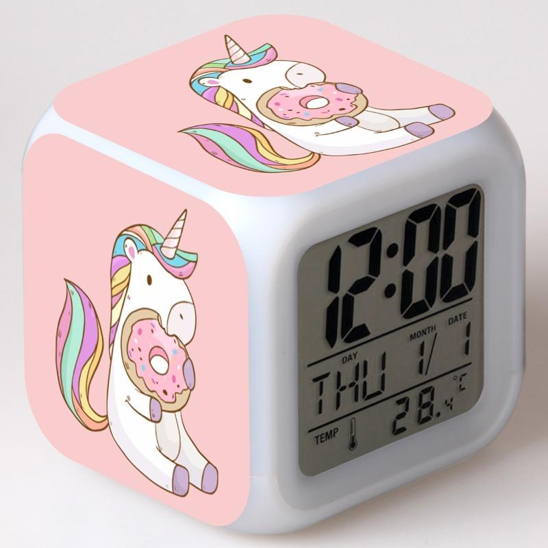 Discoloration Unicorn Alarm Clock Creative Night Light Led Digital Alarm Clocks Student Desk Clock Children's Gifts