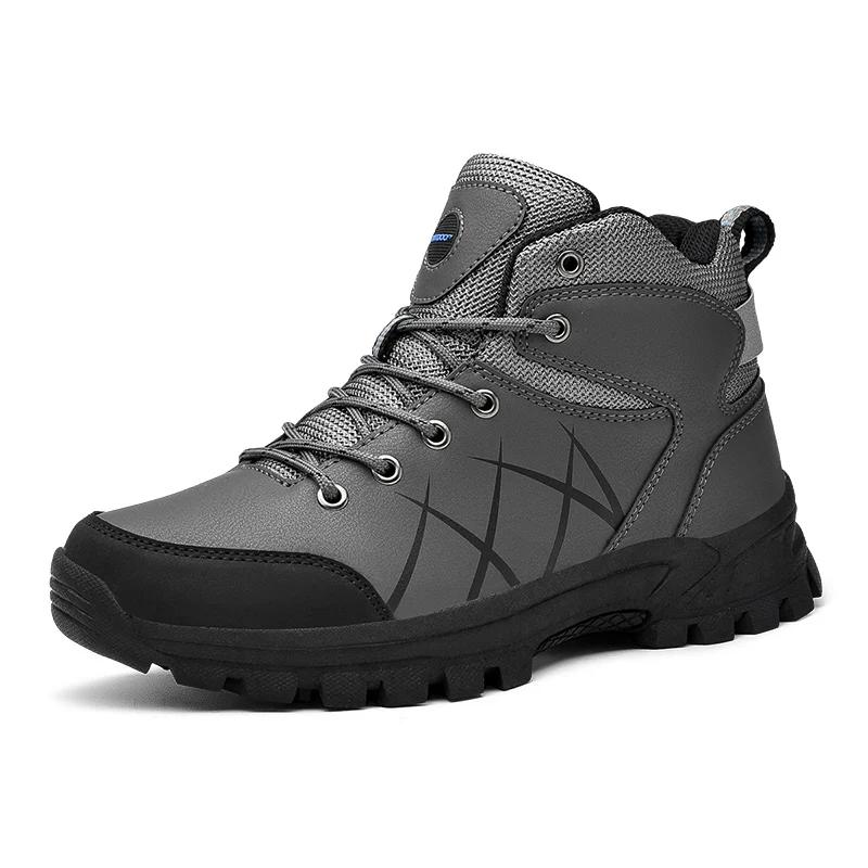 Hiking Shoes Men Comfortable Anti-Slip High-Top Ankle Boots Men Shoes Flat Durable Lace-Up Soft Outdoor Casual Shoes Men