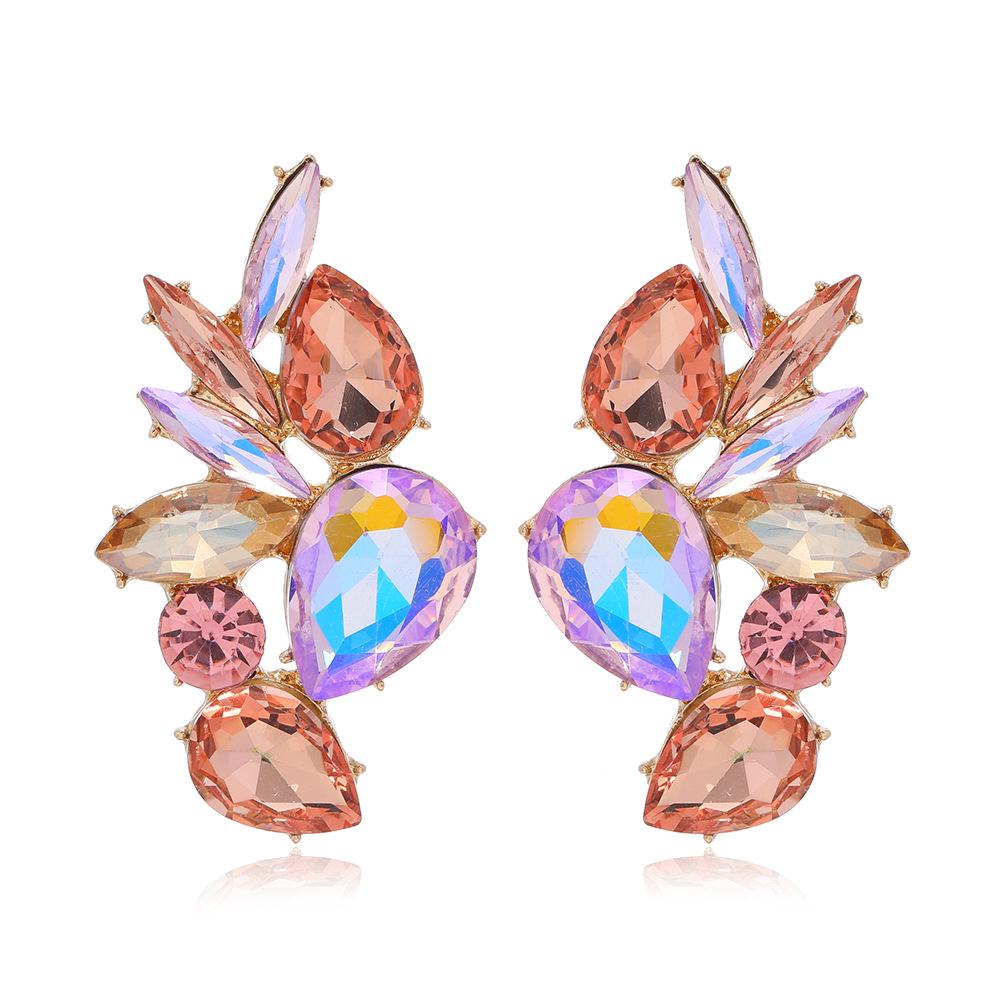 Geometric Flower & Water Drop Jelly Color Ear Studs - Party Accessories