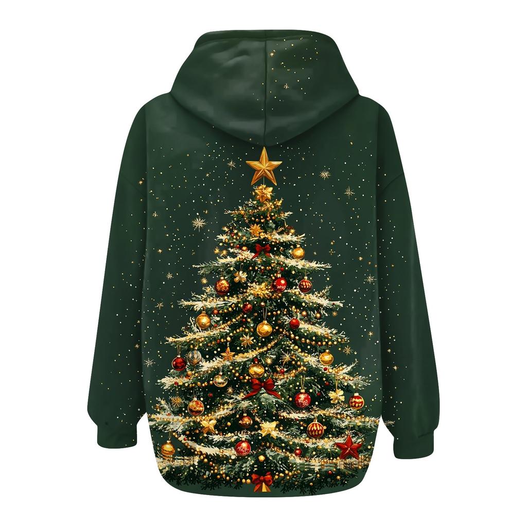 Women's Casual Fashion Printed Long Sleeve Pullover Hoodies Zipper Sweatshirts Coat