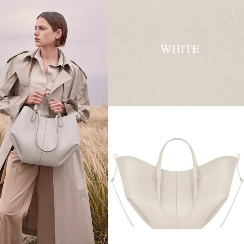 Spring New Lychee Pattern Women's Tote Bag Fashion Simple High Capacity Dumpling Bucket Bag Ladies Solid Color Shoulder Underarm Bags with Small Pouch