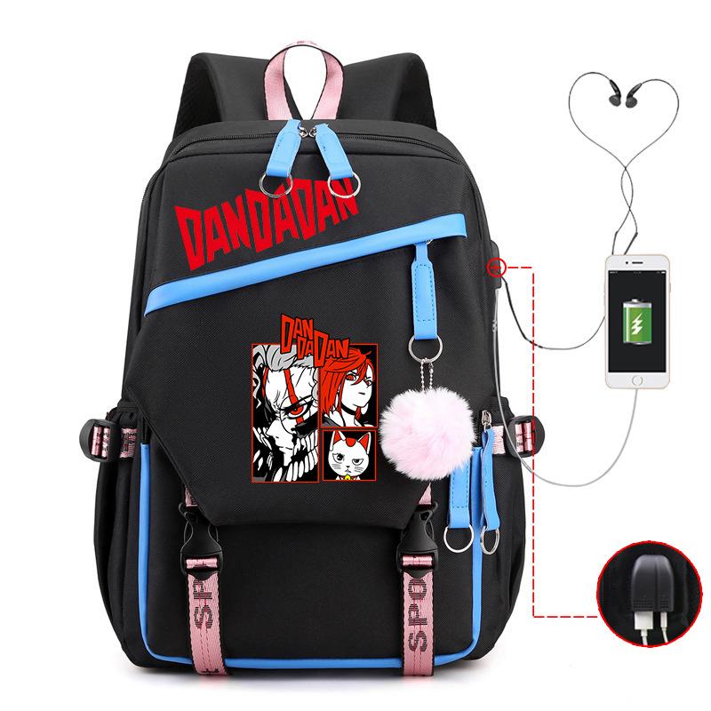Dandadan Foreign Trade Children's Schoolbag Contrasting Color Neutral Backpack Usb Multi-functional Primary and Secondary School Backpack