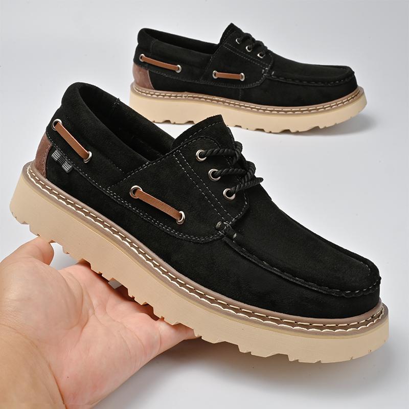 Fashion Outdoor Spring Men's Fashion Wear Resistant Big Head Workwear Shoes Brand Men's Comfortable Thick Bottom Casual Leather Shoes