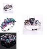 Fashion Vintage Floral Rainbow Crystal Ring For Women Lovers Elegant Jewelry Accessory