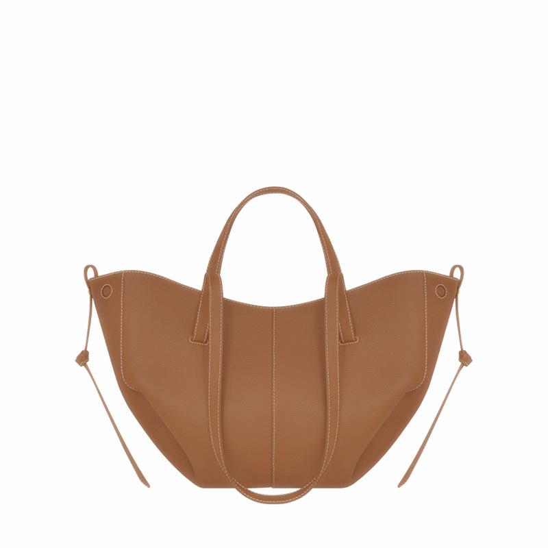 Genuine Polene Women's Large Cowhide Tote with Pleated Design – Shoulder and Underarm Fashion Bag.