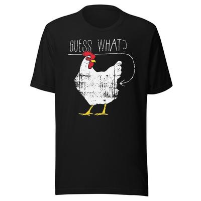 Grappig “Raad eens? Kip Billen” T-shirt Zwart 2XL Gildan Softstyle Meme Tee Unisex T-shirt