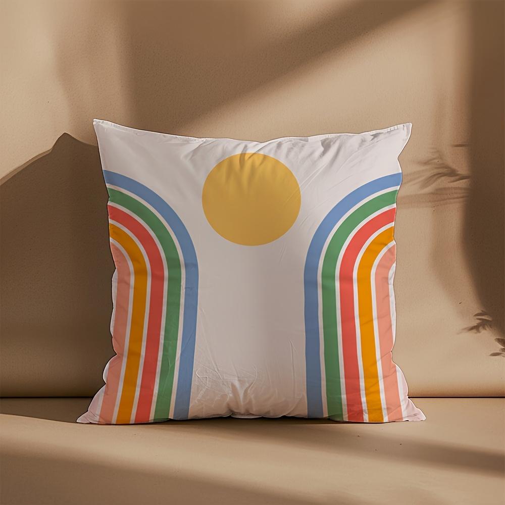 Rainbow Throw Pillowcase Cushion Cover Boho Decor Geometric Abstract Accent Pillow for Sofa Bedding Home Living Room