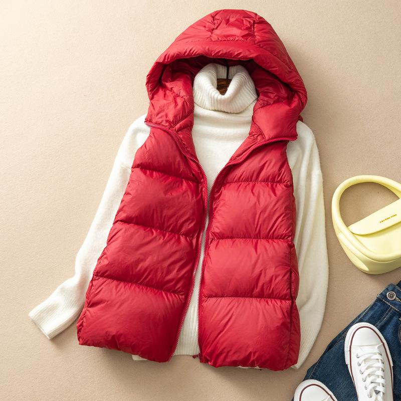 Kapuzen-Daunenweste Damen 2024 Herbst und Winter Neue Weste Daunenweste mit Kapuze Daunenweste Damenbekleidung Trend