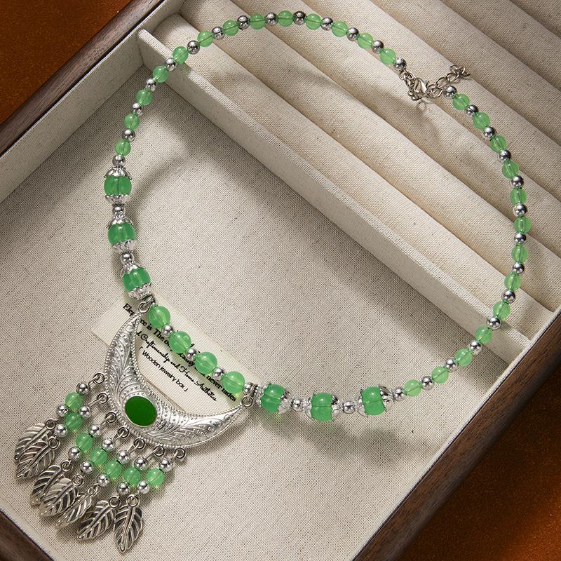 Ethnic-style Colorful Beaded Forehead Eyebrow Center Tassel Hair Accessory Tibetan-style Retro CollarNecklace and Headwear