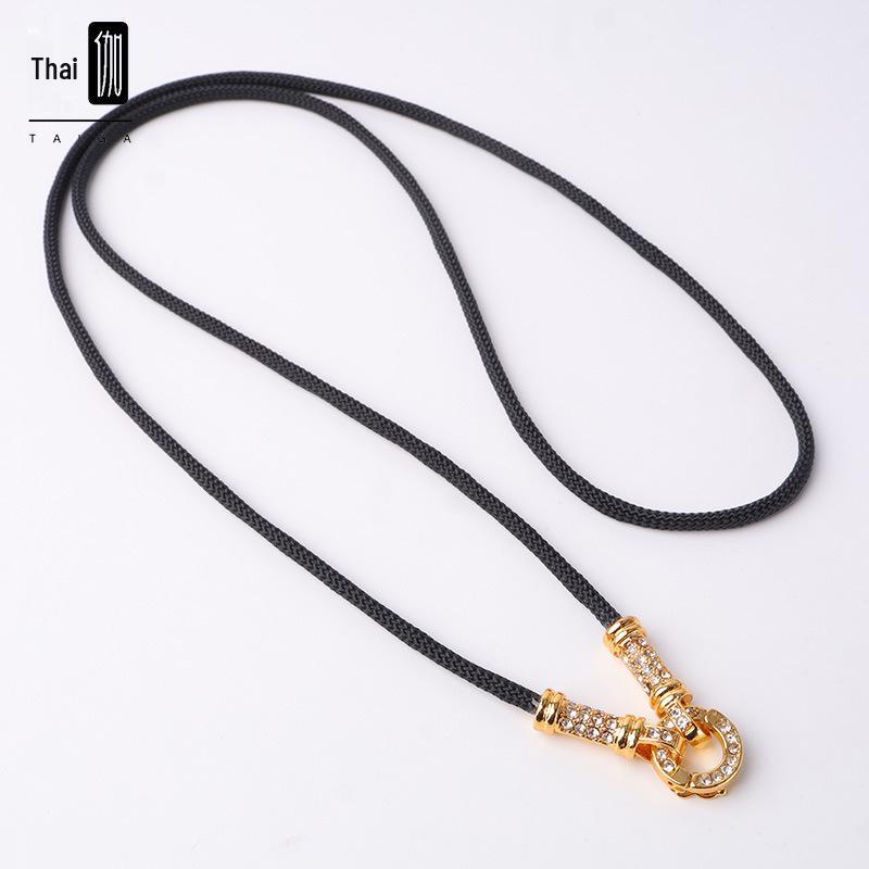 Unisex Thailand Amulet Chain: Diamond Quick-Release Buckle Cord with Thangka Pendant