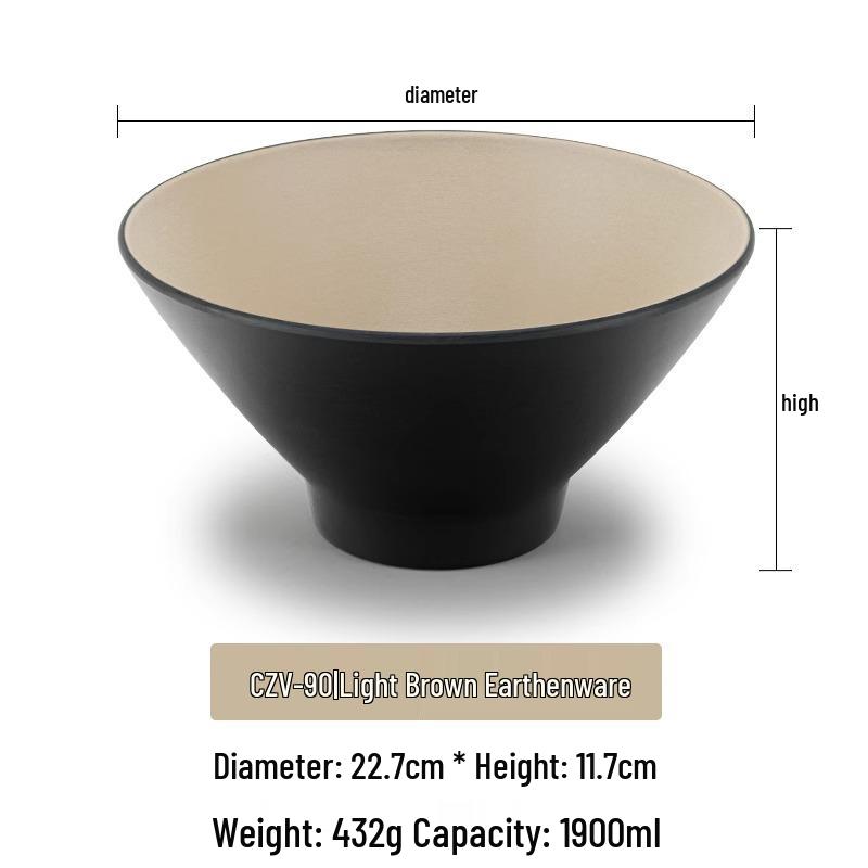 Large Frosted Melamine Ramen Bowl - Japanese-Style Restaurant Noodle Bowl for Mala Tang, Luosifen, Soup, and Rice Noodles