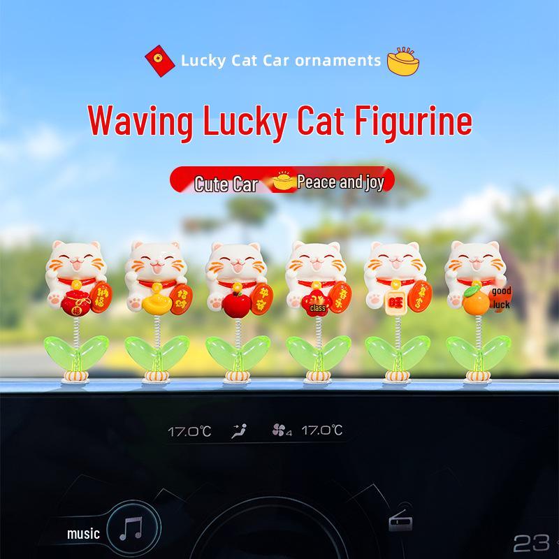 Cute Swinging Good Luck Cat Ornament for Car Screen or Console
