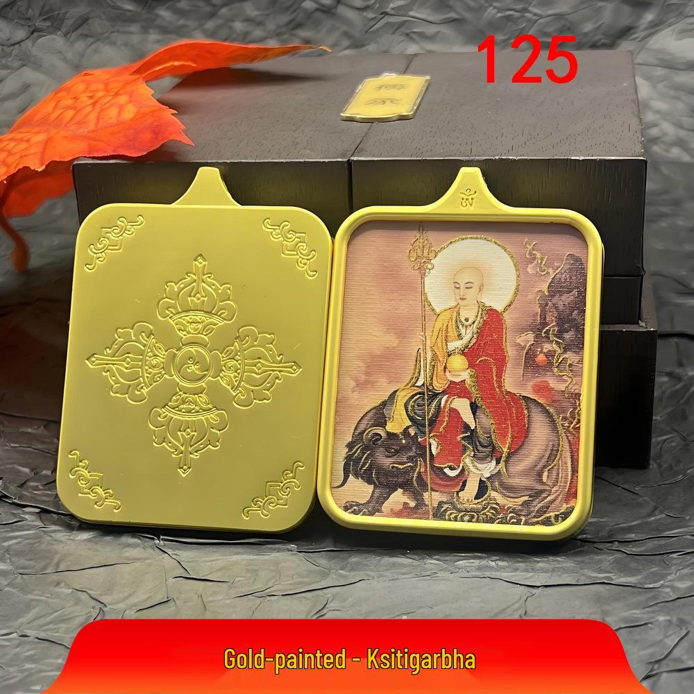 Jiuhuashan Cinnabar Ksitigarbha Thangka Pendant Necklace